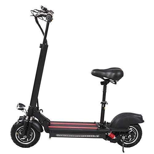 Electric Scooter : ZCPDP Electric Scooter Rear Drive 48V 1000W with Seat 10 Inch Road Tire Folding Electric Motorcycle Pedal Adult ，Top Speed 45KM / H