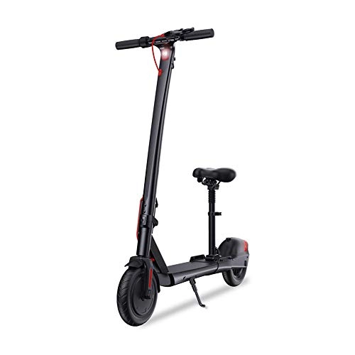 Electric Scooter : ZCPDP Folding Electric Scooter with LED Light and High-definition Display Lithium Battery 36V 10.4AH 550W Scooter with Detachable Seat ，9 Inch Run-flat Tires