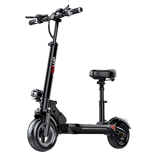 Electric Scooter : ZHAORU Compact Electric Scooter with Removable Seat, Folding Electric Scooter with Double Braking System, for Adults Teens, Black
