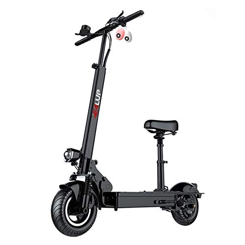 Electric Scooter : ZHAORU Durable Electric Scooter with Seat Folding Commuting Scooter for Adults with Double Braking System, Folding Mobility Scooter with USB Interface