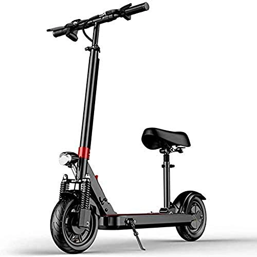 Electric Scooter : ZLM Electric Scooter, Electric Scooter Adult, Portable Folding Commuter E-Scooter, with Removable Seat Adjustable Height LED Light Waterproof Display Lithium Battery Electric Vehicle, Black