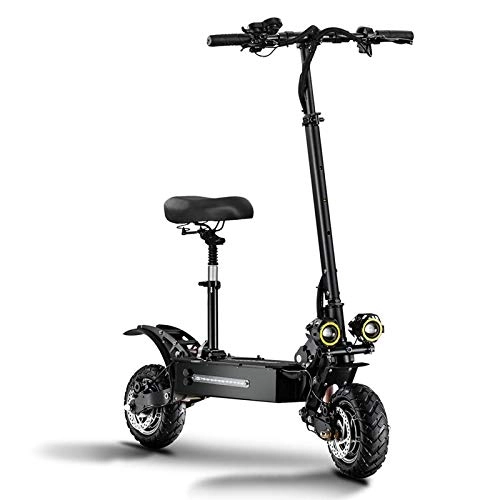 Electric Scooter : ZLYJ Electric Scooter Adult, Electric Scooters With Seat Fast Scooter 2800w Dual Motors Max Speed 85km / h Foldable Electric Scooter with LED Headlights E-Scooter