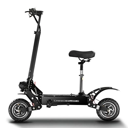 Electric Scooter : ZLYJ Electric Scooter, Folding E-Scooters With Seat Fast, 2800W Dual Motors, Max Speed 85km / h, 100km, LED Headlights, E-Scooter for Teenager and Adults