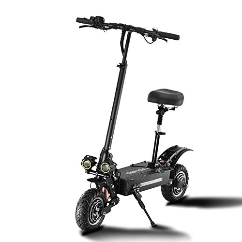 Electric Scooter : ZLYJ Electric Scooter for Adult, Folding E-Scooters with Seat Detachable 11 inch Tires 85 km / h, 2800W Dual Motors 60v Dual Drive, For Adults and Teenager