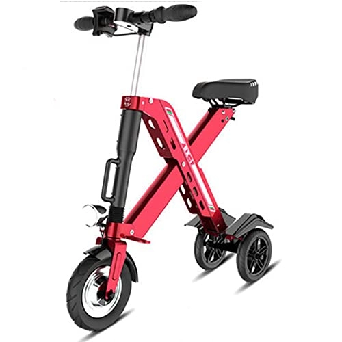 Electric Scooter : ZTBGY Electric Scooter for Adult, new Pattern Three Wheel 350W Foldable Lightweight Electric Scooter Adult Fast 16 Mph Off Road with LED Lights Endurance 25km, First Choice for Office Workers (Red)