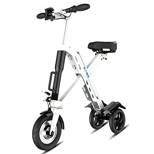 Electric Scooter : ZTBGY Electric Scooter for Adult, new Pattern Three Wheel 350W Foldable Lightweight Electric Scooter Adult Fast 16 Mph Off Road with LED Lights Endurance 25km, First Choice for Office Workers (White)
