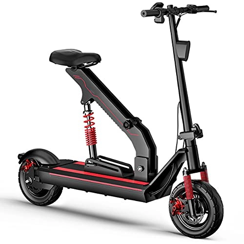 Electric Scooter : ZTBGY Electric Scooters with Seat, Electric Offroad Scooter Adult Fast 16mph Fold Lightweight with LED Lights 3 Speed Modes Smart Key Start, Suitable for Couples Traveling Picking Up Children