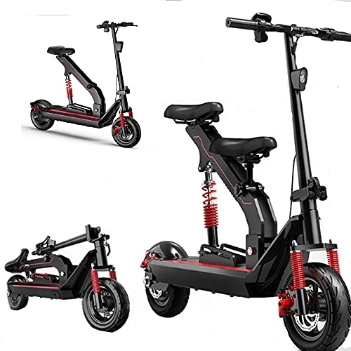Electric Scooter : ZTBGY Electric Scooters with Seat, Foldable Double Electric Scooter Adult or Teens with LED Lights 3 Speed Modes Smart Key Start, Cruising Range 25km, Suitable for Two People Traveling