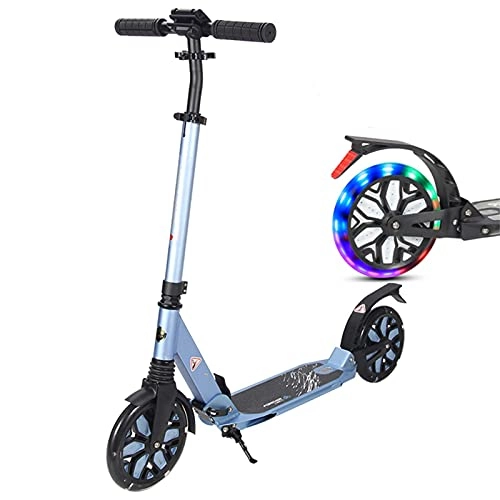 Scooter : 330 Lbs Adult Kick Scooter with Large Wheels, Wide Deck Men Women Commuter Scooter with Dual Suspension, Foldable & Adjustable Height (Color : Blue)