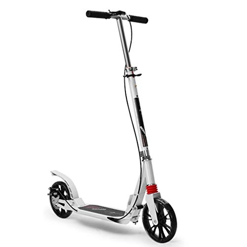 Scooter : Adult Scooter, 2-wheel Scooter, Suitable for Teenagers, Adult Boys And Girls, Foldable Light Single Pedal Scooter, Anti-skid Pedal Scooter (Color white)