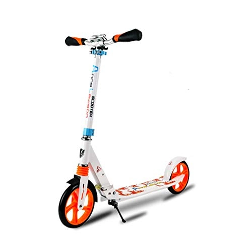 Scooter : Adult Scooter, 2-wheel Scooter, Suitable for Young Teenagers Adults, Boys And Girls, Foldable Lightweight Shock Absorption Single Pedal Scooter, Anti-skid Pedal Scooter (Color : White)