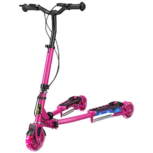 Scooter : Adult Scooter, 3-wheel Scooter, Suitable for Children And Adolescents, Boys And Girls, Foldable Light Flash Wheel Single Pedal Scooter, Anti-skid Pedal Scooter (Color : Pink)