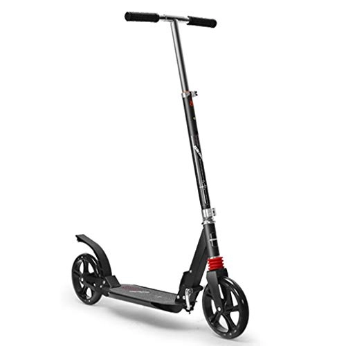 Scooter : Adult Scooter, Adult Two-wheeled Scooter, Foldable Single Foot Scooter, Handbrake Double Shock Absorption, CUHK Child Scooter (Color : Black)