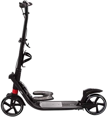 Scooter : Adult Scooter Adults / Teens Kick Scooter With Big Wheels And Handbrake, Easy Folding Dual Suspension Kick Scooter Support 220lbs Suitable For Age 12 Up (Color : Black)