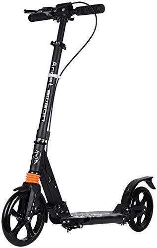 Scooter : Adult Scooter Big Wheels Adult Kick Scooter With Hand Brake Dual Suspension Folding Commuter Scooter Height Adjustable - Support 220 Lbs (Color : Black)