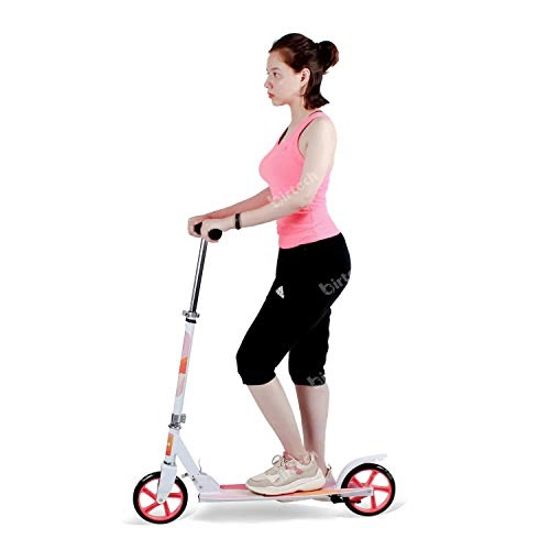 Scooter : Adult Scooter，Lightweight Easy Folding Kick Scooter with Adjustable Handlebar, 200mm Wheels, Rear Brake, Carry Strap for Adults Teens Ages 12+, Support 220lbs. (pink)