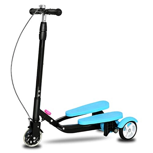 Scooter : Adult Scooter, Three-wheeled Frog Scooter, Suitable for Children And Adolescents, Folding Flash Wheels Are Light-weight, Double-pedal Scooters, Anti-skid Pedal Scooter (Color : Blue)