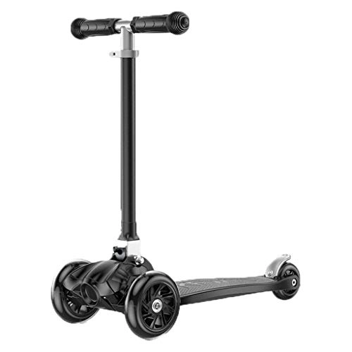 Scooter : Adult Scooter, Three-wheeled Scooter, Suitable for Children And Adolescents, Boys And Girls, Foldable Light Flash Wheel Single Pedal Scooter, Anti-skid Pedal Scooter (Color : Black)