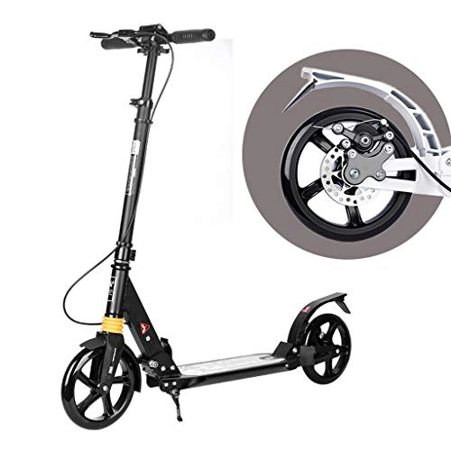 Scooter : Adult Scooter, Two Wheel Scooter Suitable for Children, Teenagers, Adults, Foldable Double Shock Absorption, Lightweight Single-pedal Scooter, Anti-skid Scooter (Color : Black)