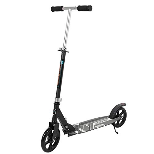 Scooter : Adult Scooter, Two-wheeled Scooter, Suitable for Young Adults, Boys And Girls, Foldable Light Single Pedal Scooter, Anti-skid Pedal Scooter (Color : Black)