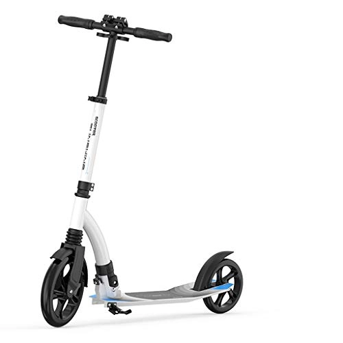Scooter : Adult Scooter, Two-wheeled Scooter, Suitable for Young Adults, Boys And Girls, Foldable Light Single Pedal Scooter, Anti-skid Pedal Scooter (Color : White)