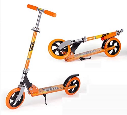 Scooter : Adult Scooter with Dual Suspension, Hight-Adjustable Urban Scooter | Folding Kick Scooter with Big Wheels for Women / Men / Teens / Kids Orange