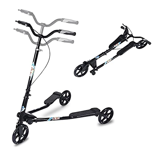 Scooter : AOODIL 3 Wheel Foldable Scooter Swing Scooter Tri Slider Kick Wiggle Scooters Push Drifting with Adjustable Handle for Boys / Girls Age 8 Years Old and Up