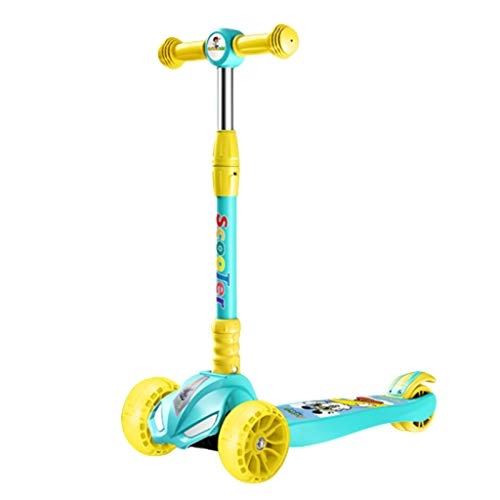 Scooter : ASDF Kick Scooter for Kids, Adjustable Handles Height Extra Wide Deck 4 Wheel Scooter with LED Flashing PU Wheels And Lean To Steer, for Children 2-12 Years Old, A