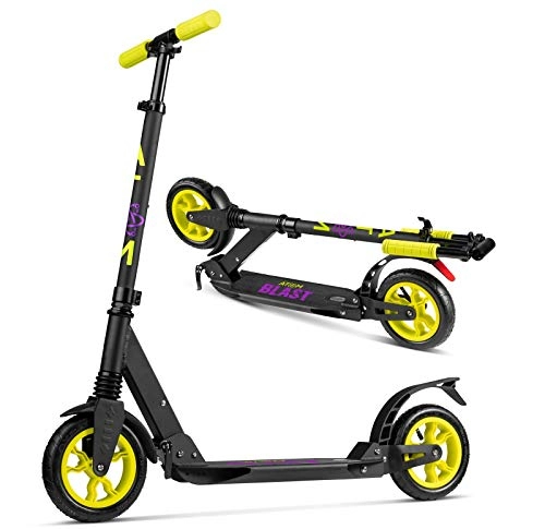 Scooter : Atom Blast Kick / Push Scooter for Young Adults (10+) | Foldable Frame | 2-Wheels & Dual Suspension | Pneumatic Tyres