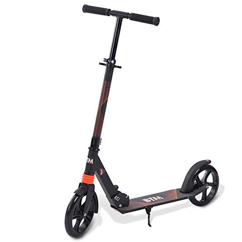 Scooter : belupai Large Adjustable Kick Scooter Folding Adult Aluminum Free Carry strap 200mm Wheels Kickstand