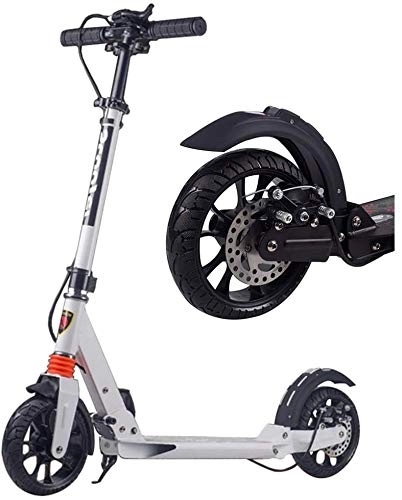 Scooter : BRFDC Adult Scooter Adult Kick Scooter With Disc Handbrake And Ultra Wide Big Wheels Folding Dual Suspension Push Scooter For Commuting / Leisure / Transportation Load 150 Kg (Color : White)