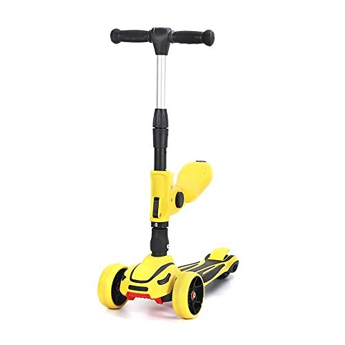 Scooter : BYOUQ 3 In 1 Foldable 3 Wheel Scooter, for Boys Girls Adjustable Kick Scooter Can Sit For Kids With PU Flash Wheel Self Balancing Scooters From 2 To 10 Years Old Young Children