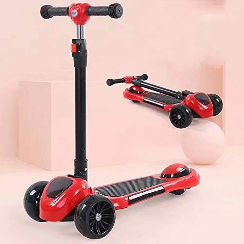 Scooter : BYOUQ 3-in-1 Kick Scooter, 3 Wheel Scooter With Removable Seat 4 Levels Of Height Adjustment Flash Wheels Self Balancing Scooters 80kg Load Single Foot Scooter From 2-14 Years Old Youth