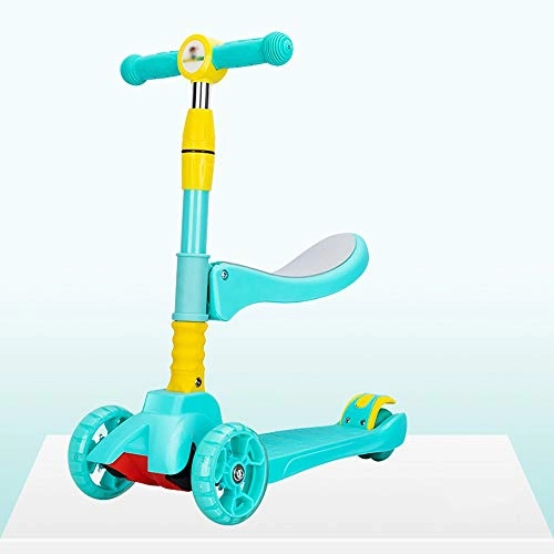 Scooter : BYOUQ 3 In 1 Stand Cruise Kick Scooters, Child / Toddlers Toy Folding 3 Wheeled Scooter For Boys / Girls 3 Gear Adjustment Handle, Flashing Wheel Lights Balance Scooter For 2-12 Year Old