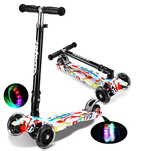 Scooter : BYOUQ 3 Wheeled Scooter For Kids Boys / Girls Stand Cruise Child / Toddlers Toy Folding Kick Scooters 4 Levels Of Lifting Adjustment PU Flash Wheel Non-slip For 2-12 Year Old