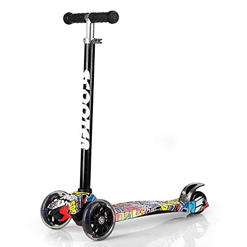 Scooter : BYOUQ Detachable Graffiti Kick Scooter Boys Girls 3 Wheel Scooter, 4 Height Adjustable Pu Flash Wheels Extra Wide Deck Best Gifts Non-slip Self Balancing Scooters For 2~13 Years OldKids