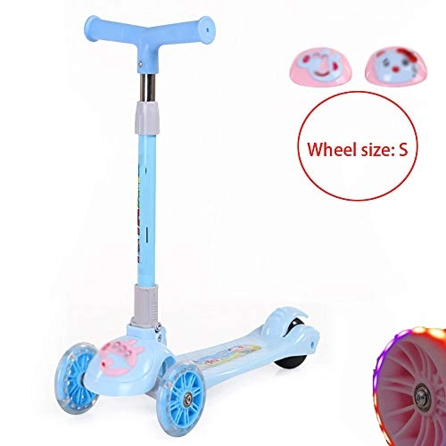 Scooter : BYOUQ Foldable 3 Wheel Scooter, for Boys Girls Adjustable Kick Scooter For Kids With PU LED Light Up Wheels Self Balancing Scooters With Music 63~980 Cm Adjustable From 2 To 10 Years Old