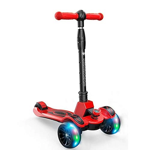 Scooter : BYOUQ Folding 3 Wheel Scooter Glide Scooter Micro Kickboard With Extra Wide PU Flash Wheel And 4 Adjustable Heights Self Balancing Scooters Children From 3-14 Years Single Foot Pedal