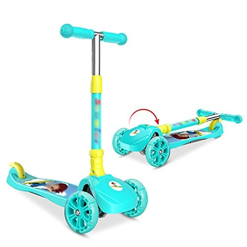 Scooter : BYOUQ Folding 3 Wheel Scooter Glide Scooter Micro Kickboard With Extra Wide PU Flash Wheels And 4 Adjustable Heights Self Balancing Scooters Children From 3-14 Years Single Foot Pedal