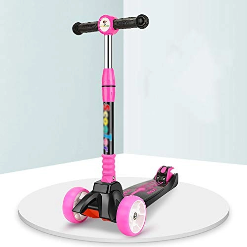 Scooter : BYOUQ Self Balancing Scooters Folding 3 Wheel Scooter With Extra Wide Flash PU Light-Up Wheels And 4 Adjustable Heights Glide Scooter Micro Kickboard For Children From 3-14 Yrs