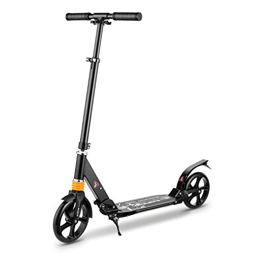Scooter : CAROMA Scooters for Teens 12 Yeas and Up, Scooter with Big Wheels - Dual Suspension - 8inch Big Wheels - 220LB Weight Limit - Quick-Release Folding, Best Scooters for Adults and Teens（Black）