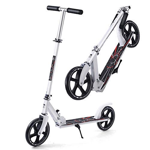 Scooter : CHUNLAN Adult Scooter Folding Teens Student Commuter Scooter Campus City Scooter Non-slip Pedal Foot Brake Big Wheels Red