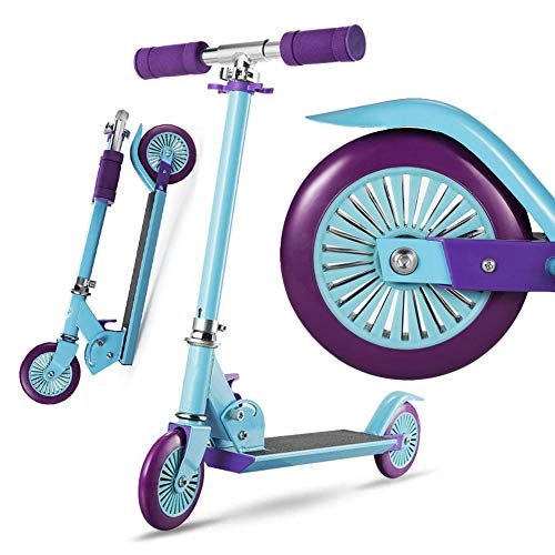 Scooter : CHUNLAN Children's Scooter 2 Wheels Folding Scooter 3 4-6 8 Years Old Boy Girl Foot Brake Aluminum Alloy Adjustable Height Blue