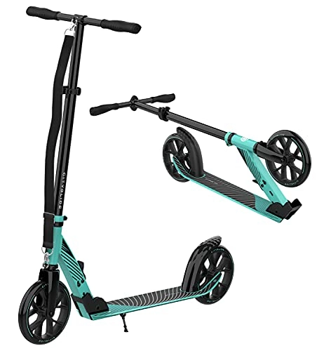 Scooter : CITYGLIDE C200 Kick Scooter for Adults, Teens - Foldable, Lightweight, Adjustable - Carries Heavy Adults 220LB Max Load (Teal)