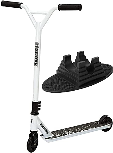 Scooter : Clothink Universal Pro Stunt Scooter White - Stunt Scooter with 100 mm PU Wheels for Ages 7 and Above (for 120 cm to 185 cm) style, Tricks, High Performance Scooter