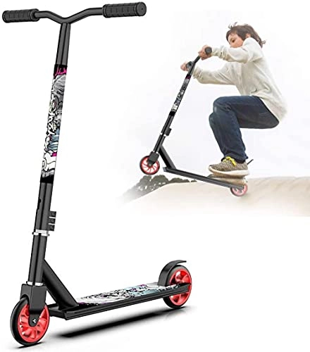 Scooter : Cool stunt cars extreme sports scooter two wheels pedal scooter with 360 ° rotation / easy to use / frosted / non-slip for teenage children-aluminum core wheel black