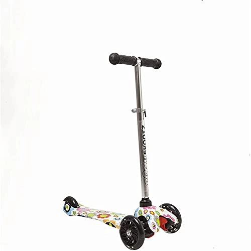 Scooter : Deluxe 3 Wheel MINI Scooter - Perfect for 2-5 Year Olds. New FUNKY FLOWERZ Design with Adjustable Handlebars and Light Up Wheels.