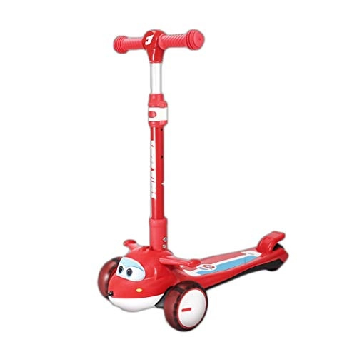 Scooter : Dzwyc Scooter Gravity Steering System Flash Three Rounds Scooters for Kids Toddler Scooter-Deluxe Aluminum 3 Wheel Glider W / Kick, Lean 2 Turn Wheels Three-scooters (Color : Red)