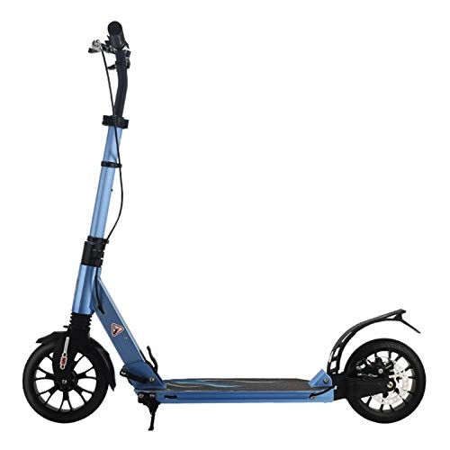 Scooter : ERLAN Adult Kick Scooter 2 Big PU Wheels 200 Mm, Urban Commuter Scooter Foldable for Big Teens / Children, Hight-Adjustable (Blue)