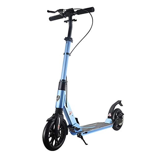 Scooter : ERLAN Folding Adult Scooter with Disc Brake & Foot Brake, Blue Kick Scooters for Kids Age 8 Year Up, Reinforced Deck, 150kg / 330lb Capacity